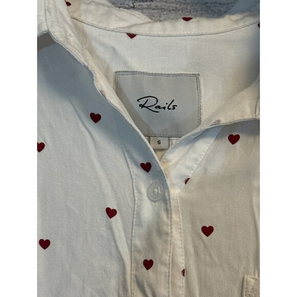 Rails Rocsi Heart Print Button-Up Shirt Size S - Picture 2 of 3